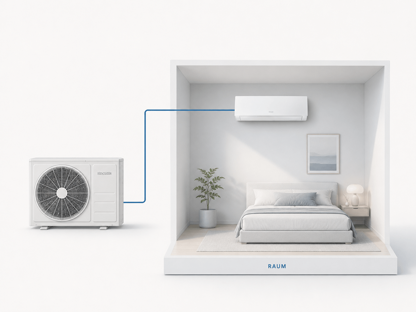 Prinzip einer Single-Split-Klimaanlage für einen Raum