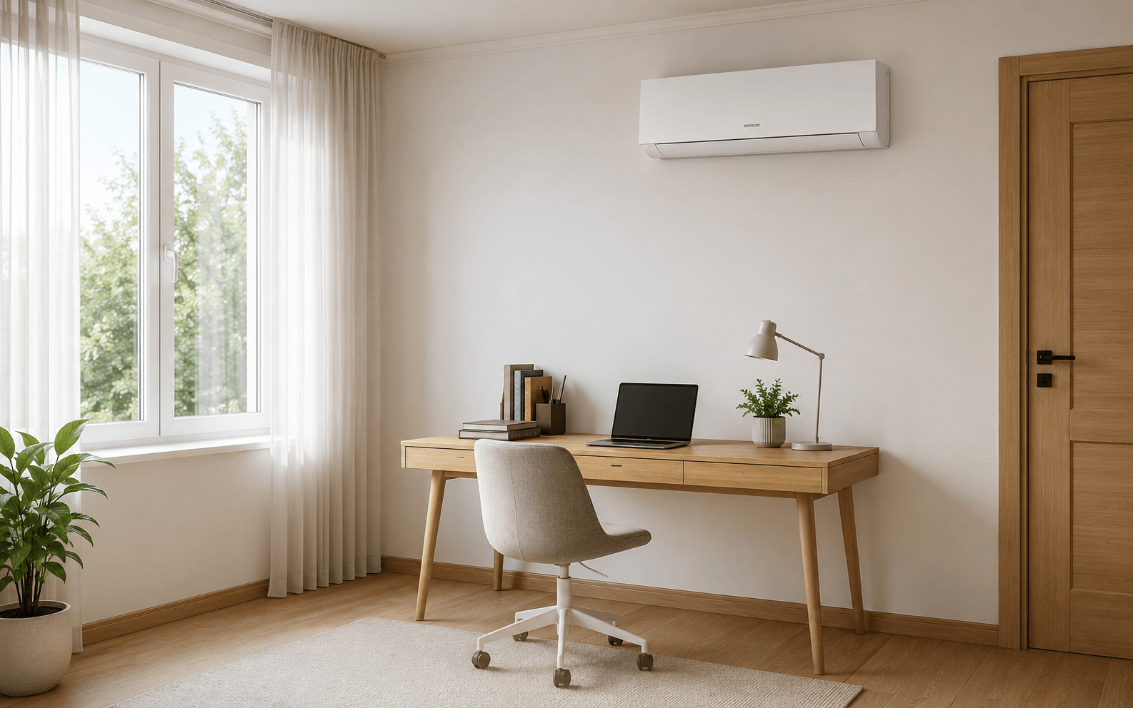 Innengerät an der Wand eines Wohnraums